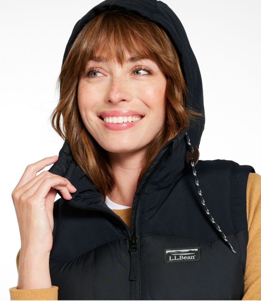 Women's Mountain Classic Hooded Down Vest, Pinewood Green/Carbon Navy, small image number 6