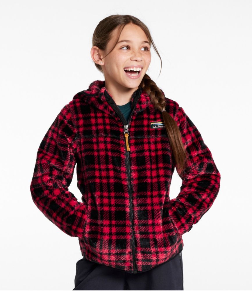 Kids' L.L.Bean Hi-Pile Fleece, Print, Royal Red Plaid, small image number 2