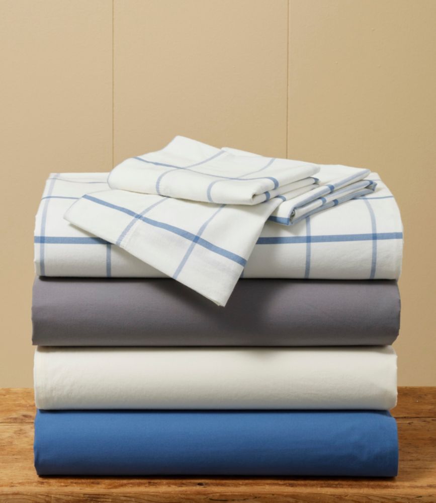 Peached Cotton Sheet Collection, Windowpane, Sea Salt Windowpane, small image number 6