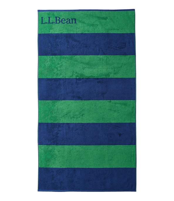 Seaside Beach Towel, Rugby Stripe, Bright Elm/Ocean Blue, large image number 0