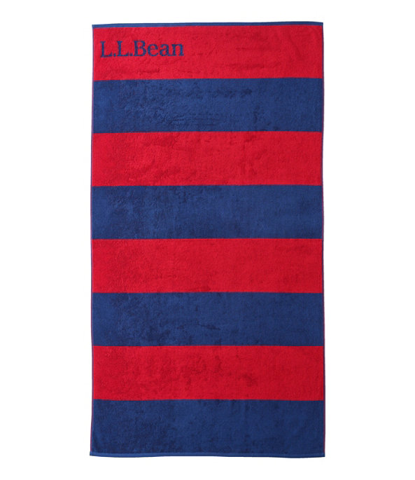 Seaside Beach Towel, Rugby Stripe, Deep Garnet/Ocean Blue, large image number 0