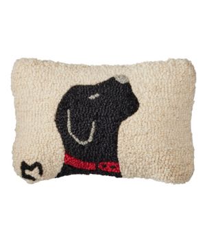 Wool Hooked Throw Pillow, Black Labrador, 8" x 12"