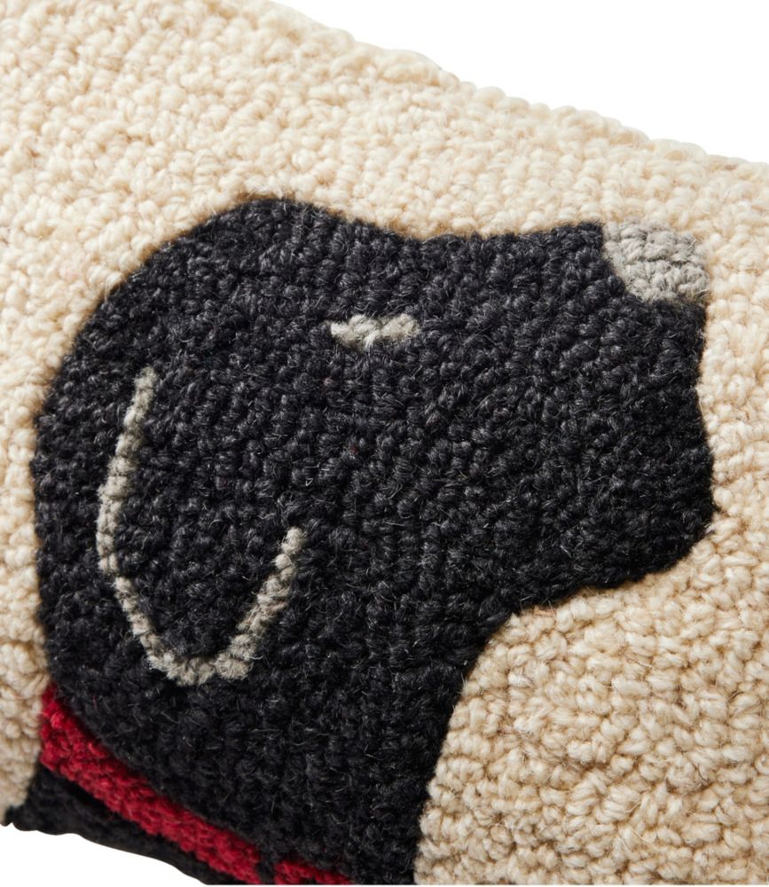 Wool Hooked Throw Pillow, Black Labrador, 8" x 12"