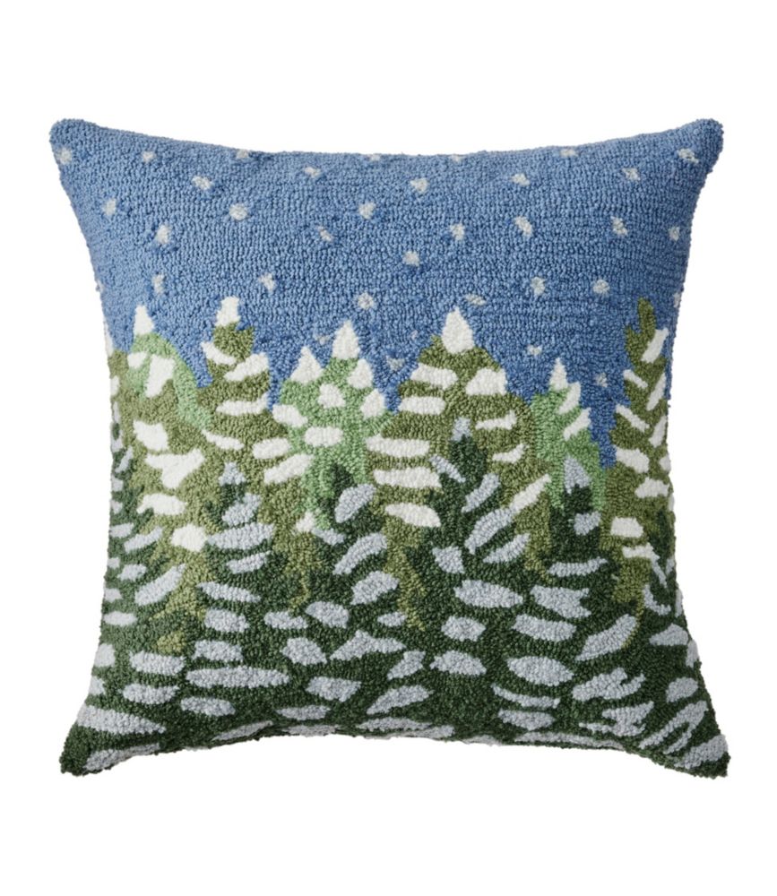 Indoor/Outdoor Hooked Pillow, Frosted Trees, Multi, small image number 1