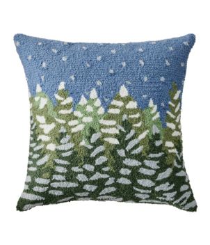 Indoor/Outdoor Hooked Pillow, Frosted Trees