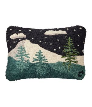 Wool Hooked Throw Pillow, Winter Woods, 12" x 18"