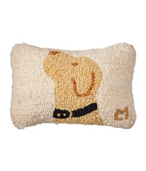 Wool Hooked Throw Pillow, Yellow Labrador, 8" x 12"