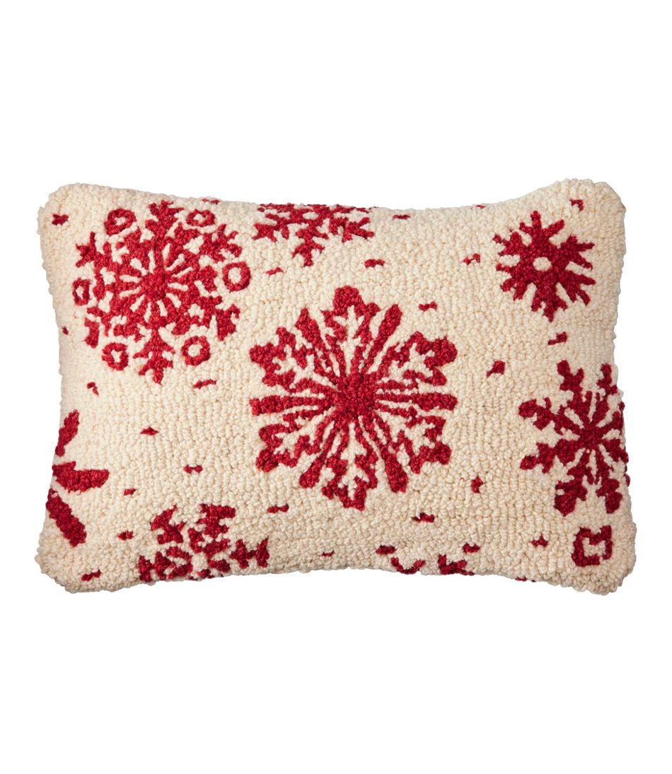 Wool Hooked Throw Pillow, Snowflake, 14" x 20"