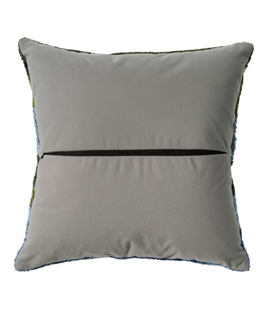 Indoor/Outdoor Hooked Pillow, Mountain Dogs