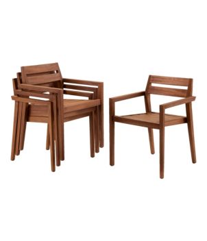 Contemporary Eucalyptus Stacking Dining Chair, Set of Four