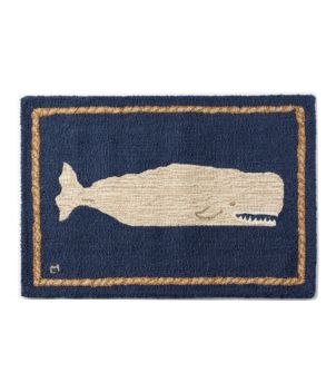 Wool Hooked Novelty Rug, Whale