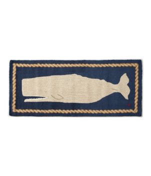 Wool Hooked Novelty Runner, Whale, New