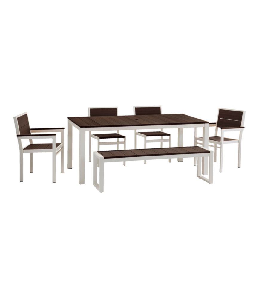 Aluminum/Recycled Poly Lumber Farmhouse Dining Set, White