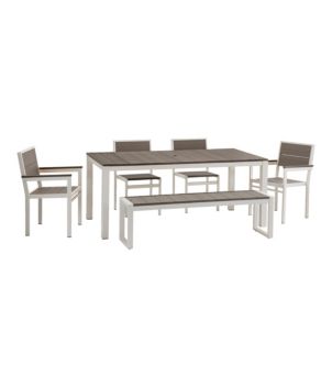 Aluminum/Recycled Poly Lumber Farmhouse Dining Set, White