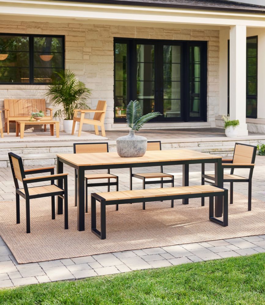 Aluminum/Recycled Poly Lumber Farmhouse Dining Set, Black