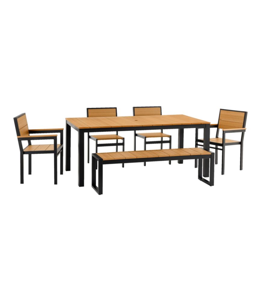 Aluminum/Recycled Poly Lumber Farmhouse Dining Set, Black
