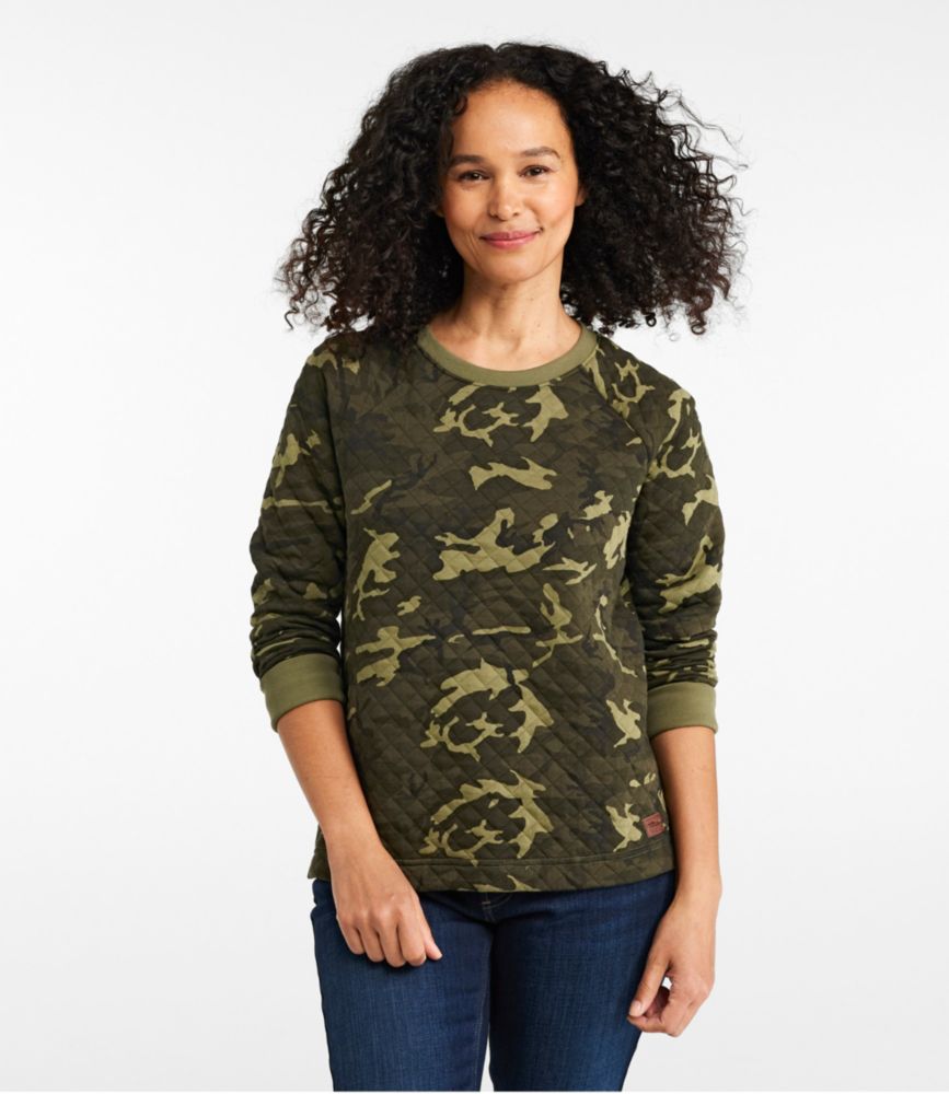 Women's Quilted Sweatshirt, Crewneck Pullover Print