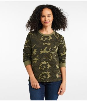 Women's Quilted Sweatshirt, Crewneck Pullover Print