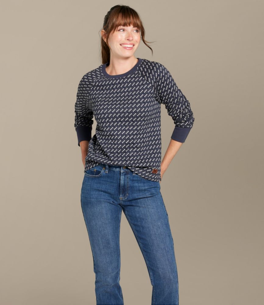 Women's Quilted Sweatshirt, Crewneck Pullover Print
