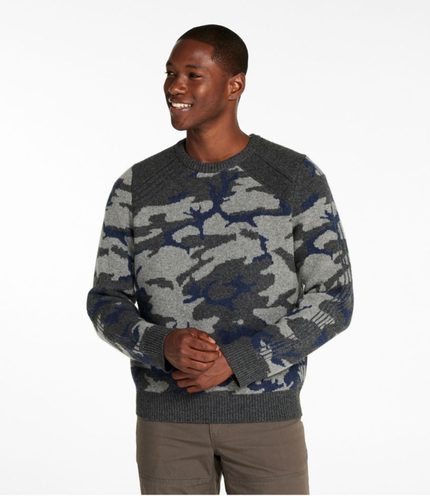 Men's Rangeley Merino Sweater, Crewneck, Pattern, Charcoal Heather Camo, small image number 2