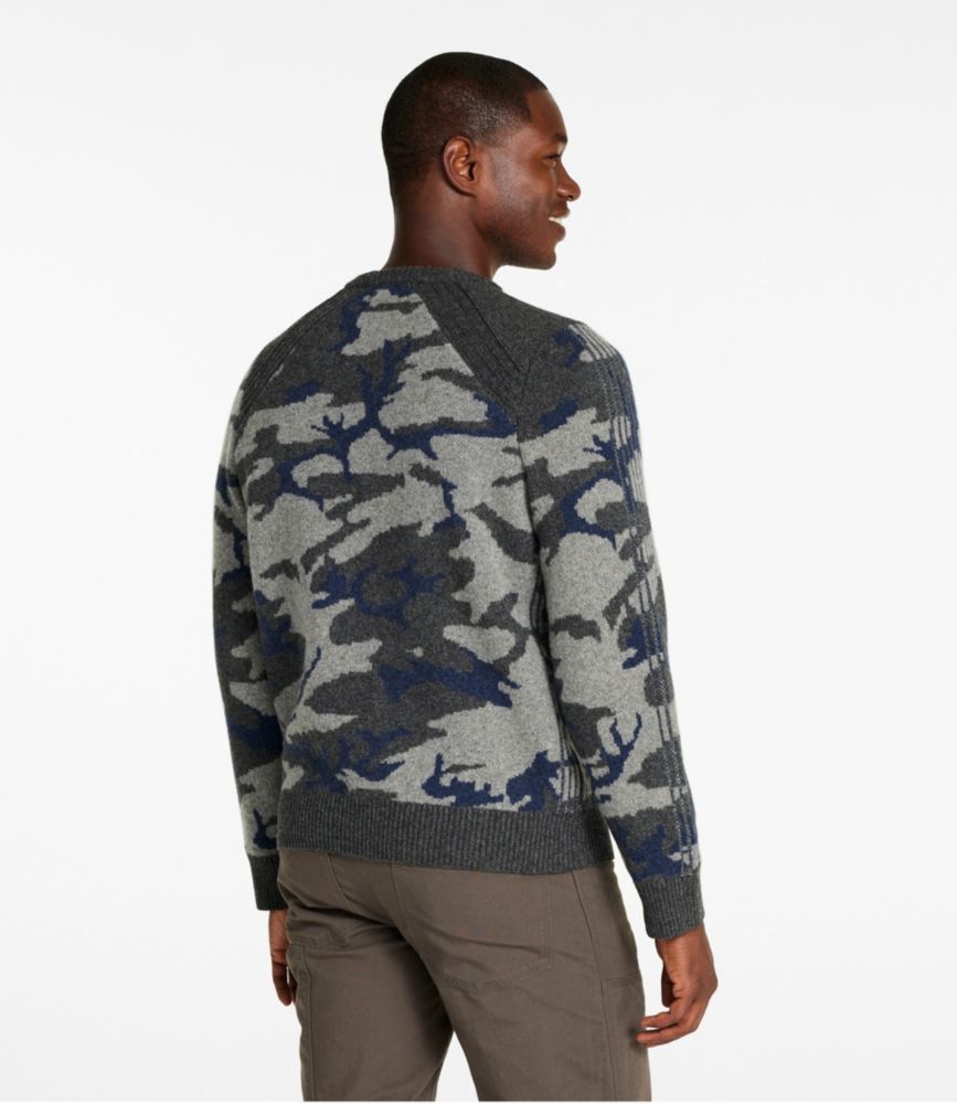 Men's Rangeley Merino Sweater, Crewneck, Pattern, Charcoal Heather Camo, small image number 3