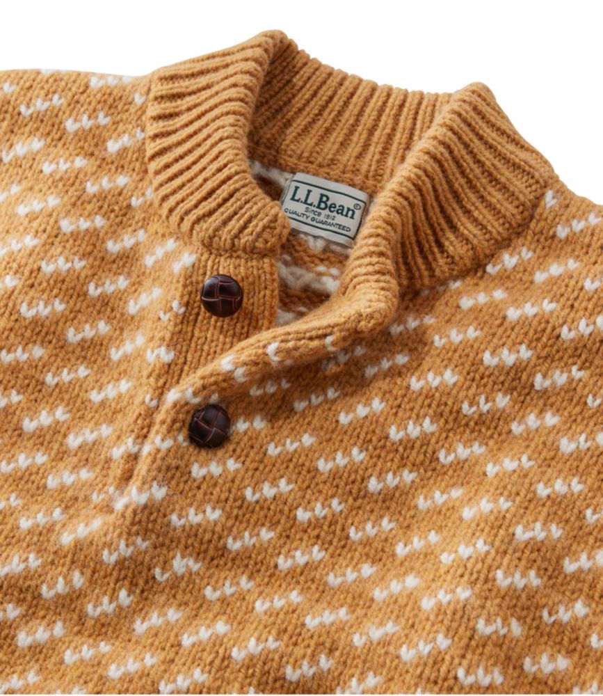 Men's Bean's Classic Ragg Wool Henley Sweater, Bird's-Eye, Toffee/Sailcloth, small image number 4