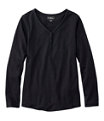 Interlock V-Neck Henley, Long Sleeve, Black, small image number 0