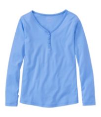 Women's L.L.Bean V-Neck Henley, Long-Sleeve Stripe