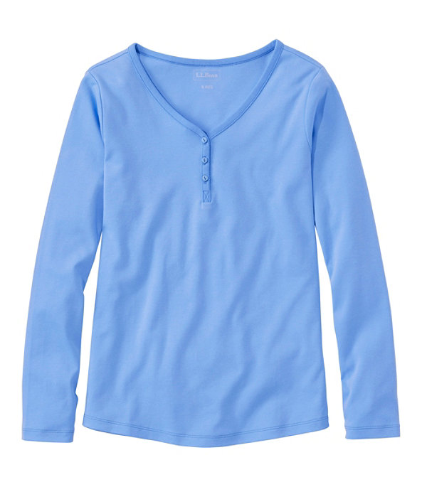 Interlock V-Neck Henley, Long Sleeve, Brightwater Blue, large image number 0