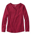 Interlock V-Neck Henley, Long Sleeve, Dark Cranberry, small image number 0