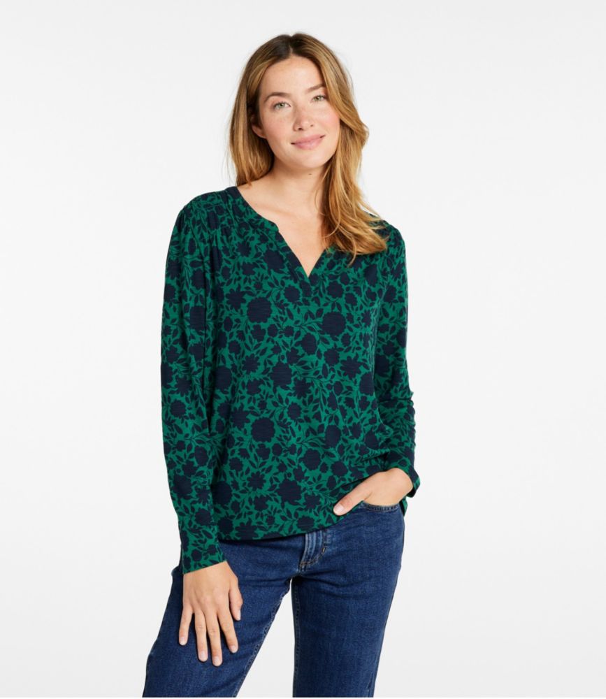 Women's Camden Hills Tee, Long-Sleeve Print, Emerald Spruce Block Floral, small image number 2