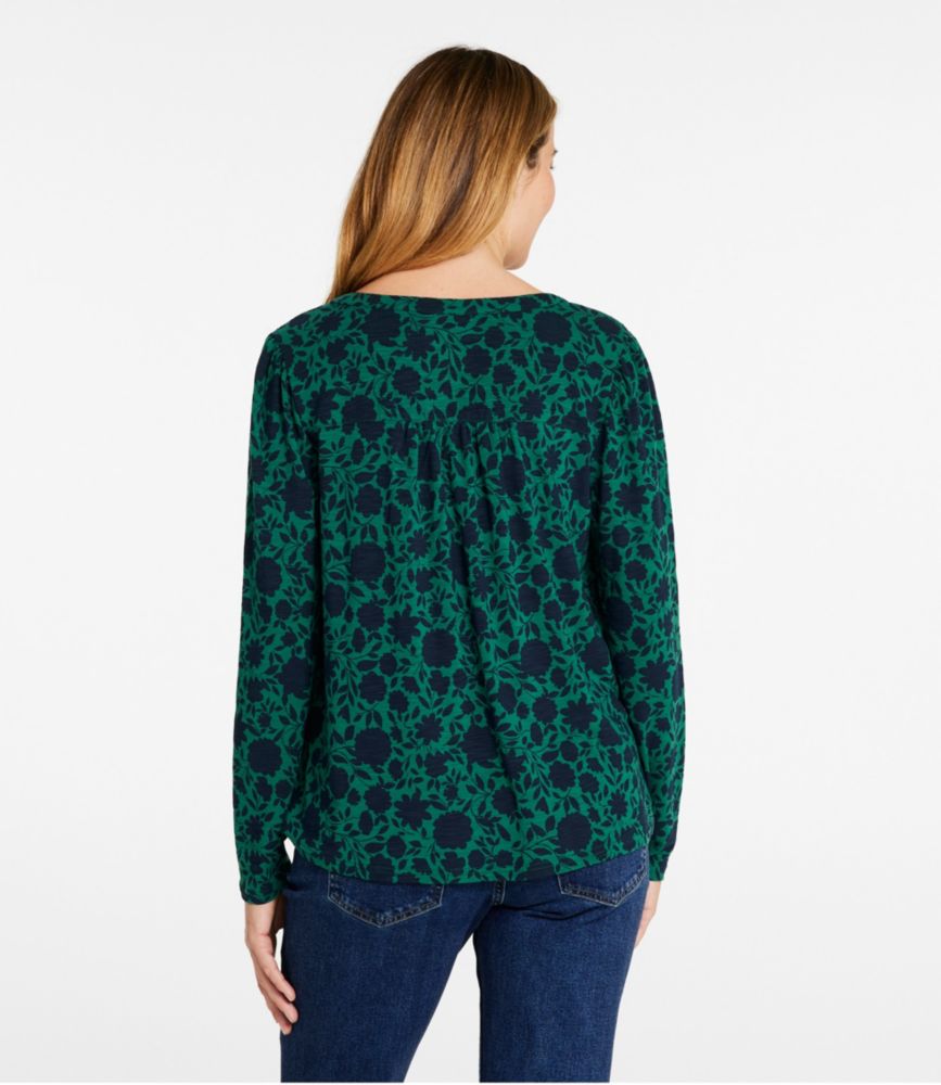 Women's Camden Hills Tee, Long-Sleeve Print, Emerald Spruce Block Floral, small image number 3