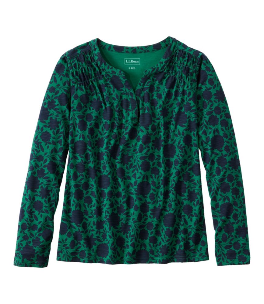 Women's Camden Hills Tee, Long-Sleeve Print, Emerald Spruce Block Floral, small image number 1