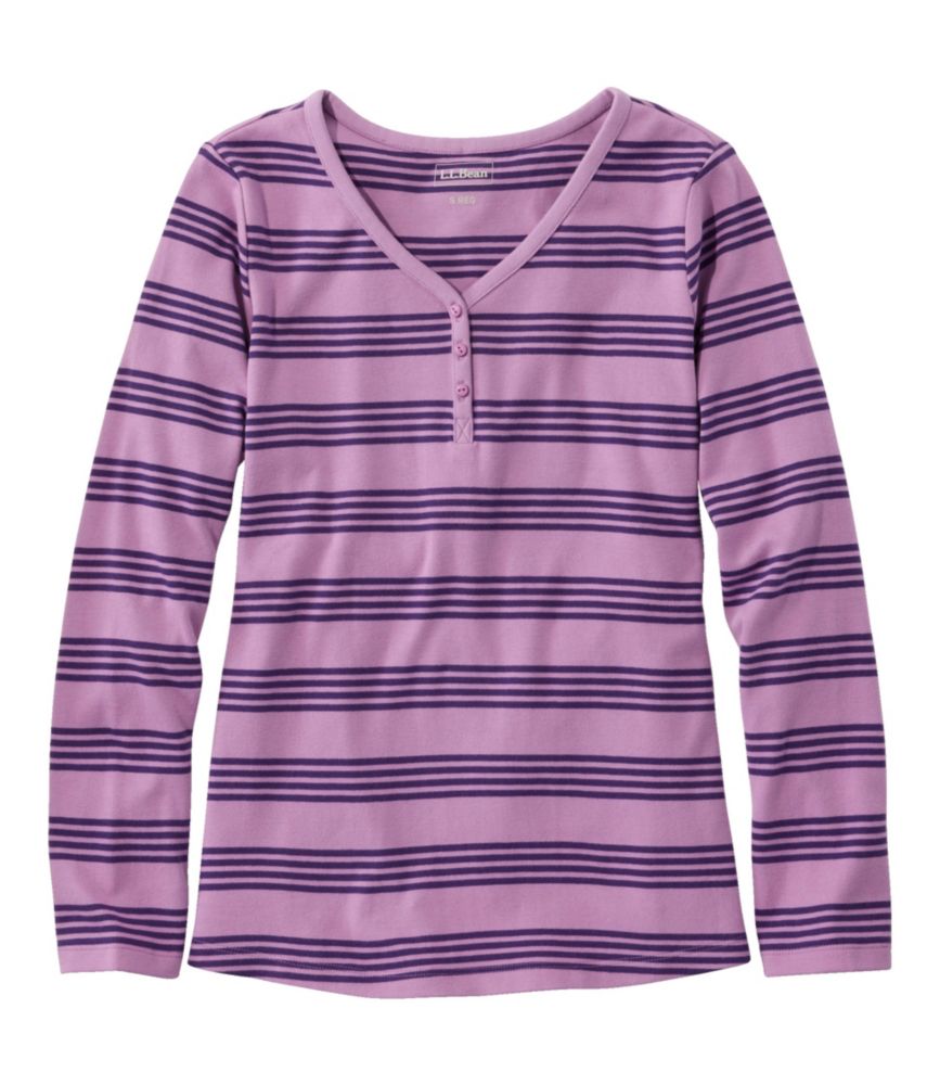 Women's L.L.Bean V-Neck Henley, Long-Sleeve Stripe, Boysenberry/Deep Purple, small image number 1