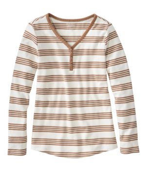 Women's L.L.Bean V-Neck Henley, Long-Sleeve Stripe