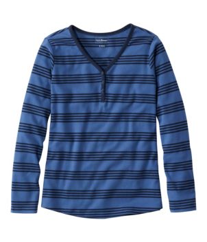 Women's L.L.Bean V-Neck Henley, Long-Sleeve Stripe