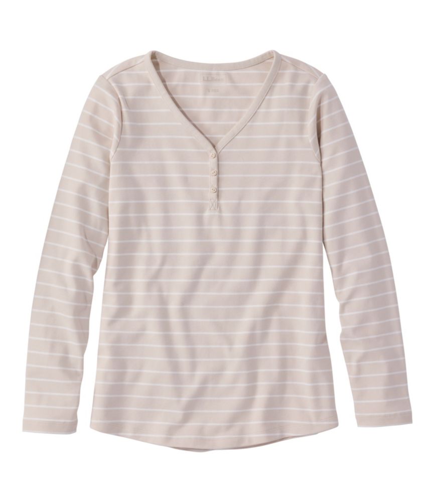 Women's L.L.Bean V-Neck Henley, Long-Sleeve Stripe
