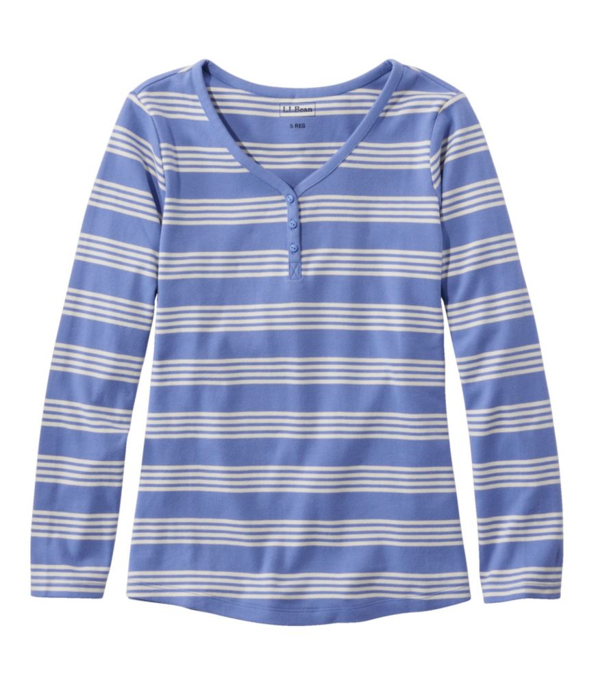 Women's L.L.Bean V-Neck Henley, Long-Sleeve Stripe