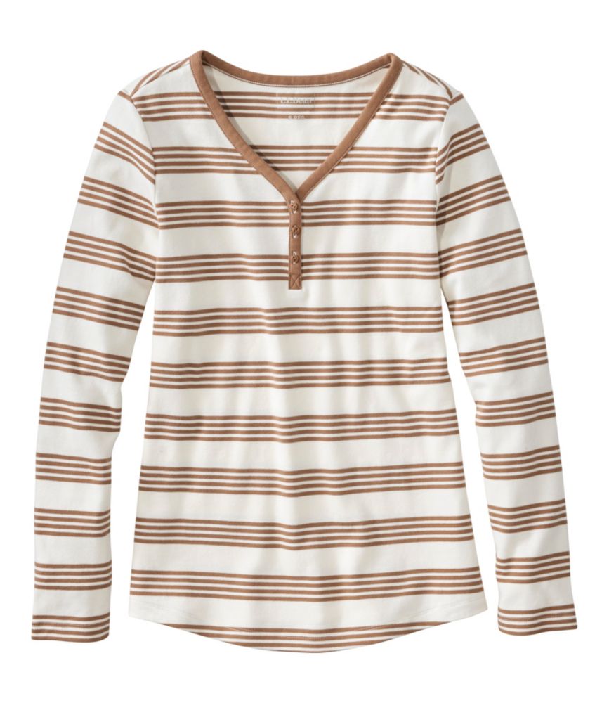 Women's L.L.Bean V-Neck Henley, Long-Sleeve Stripe