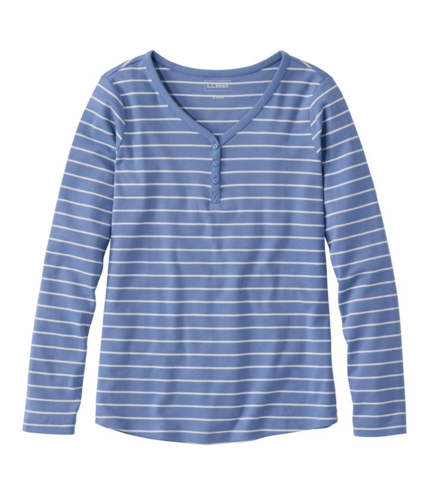 Women's L.L.Bean V-Neck Henley, Long-Sleeve Stripe