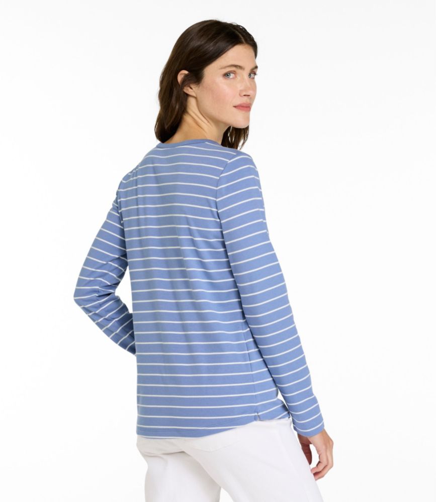 Women's L.L.Bean V-Neck Henley, Long-Sleeve Stripe