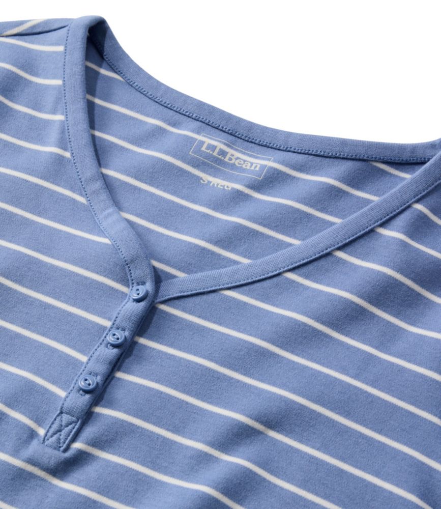 Women's L.L.Bean V-Neck Henley, Long-Sleeve Stripe