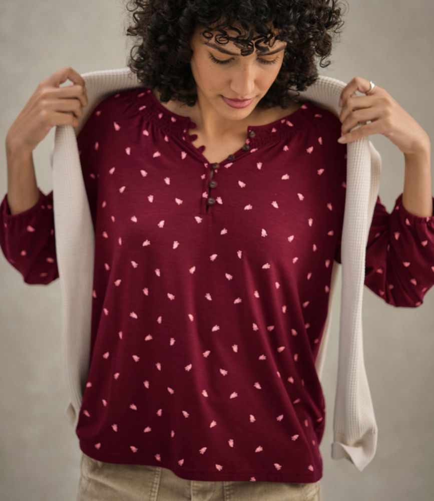 Women's Camden Hills Tee, Three-Quarter-Sleeve Print, Carbon Navy Botanical, small image number 10