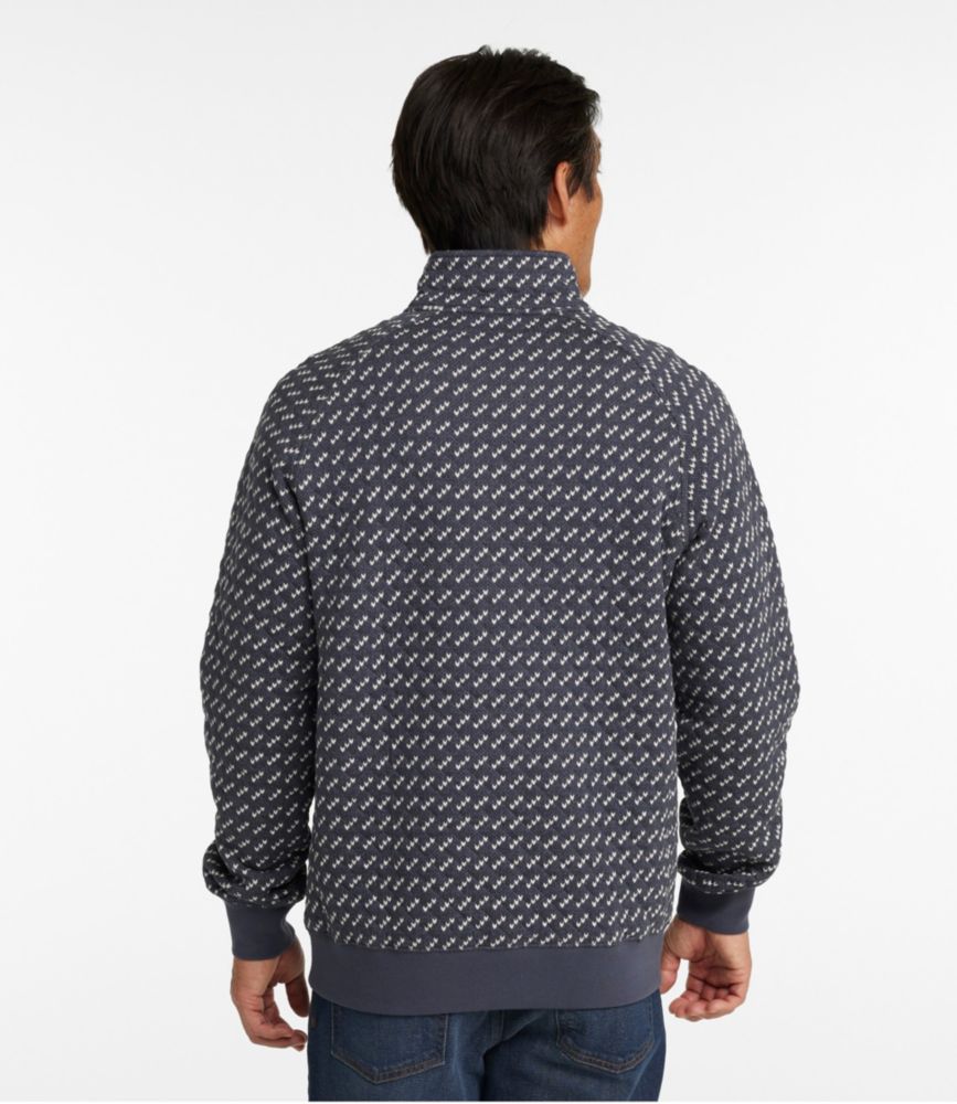 Men's Bean's Quilted Sweatshirt, Mockneck, Print, Classic Navy Birdseye, small image number 3