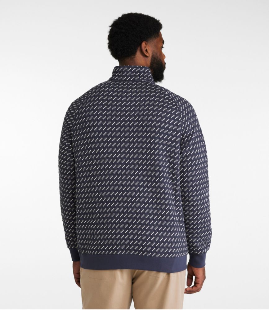 Men's Bean's Quilted Sweatshirt, Mockneck, Print, Classic Navy Birdseye, small image number 5