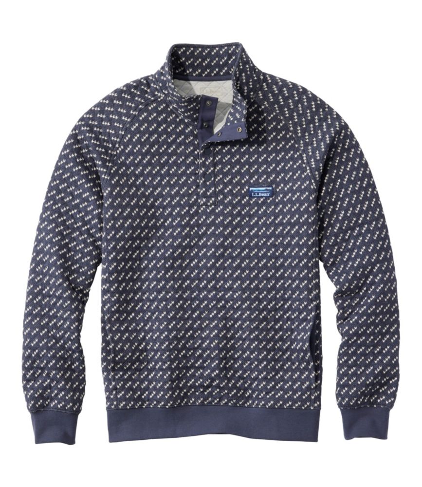 Men's Bean's Quilted Sweatshirt, Mockneck, Print, Classic Navy Birdseye, small image number 1