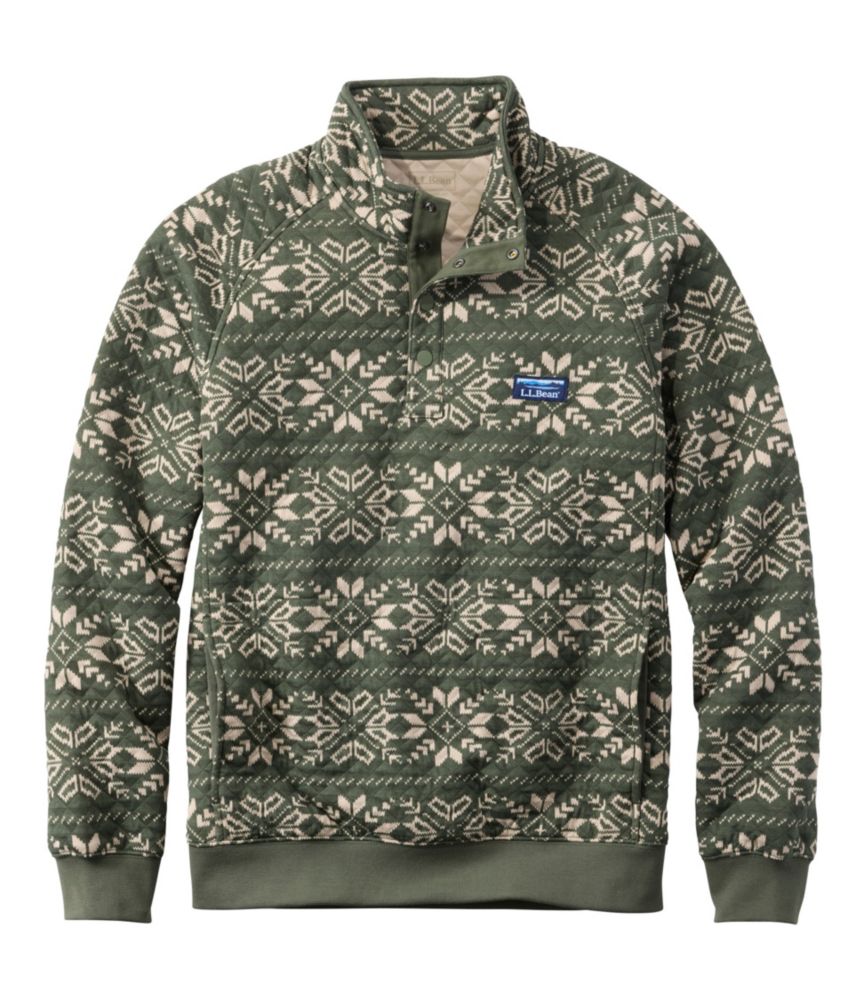 Men's Bean's Quilted Sweatshirt, Mockneck, Print