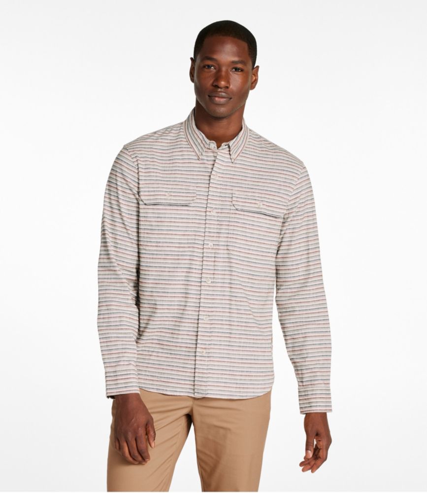 Men's Stonecoast Hemp Shirt, Slightly Fitted Untucked Fit, Stripe, Silver Birch, small image number 2