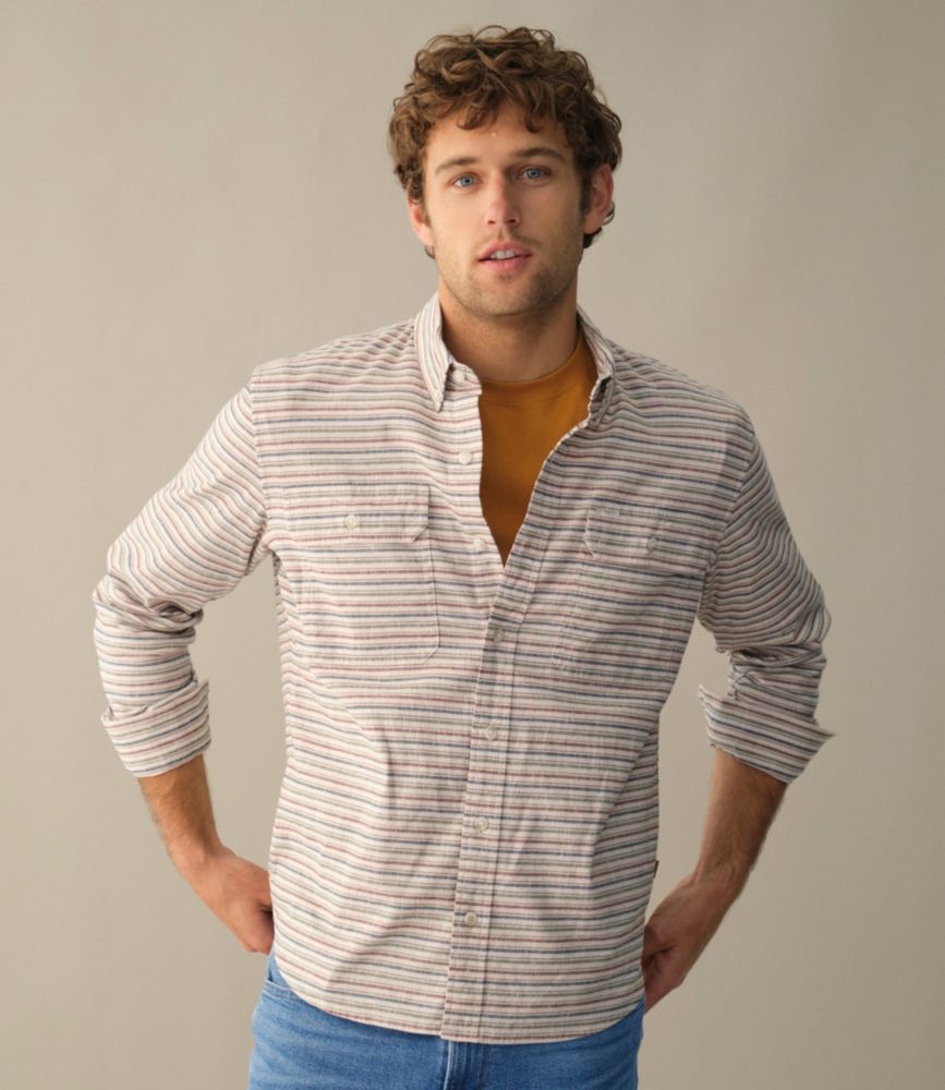 Men's Stonecoast Hemp Shirt, Long-Sleeve, Slightly Fitted Untucked Fit, Stripe, Silver Birch, small image number 8