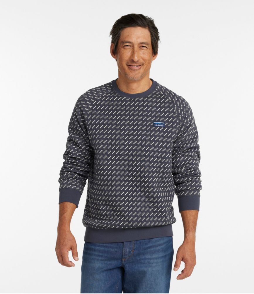 Men's Bean's Quilted Sweatshirt, Crewneck, Print, Classic Navy Birdseye, small image number 2